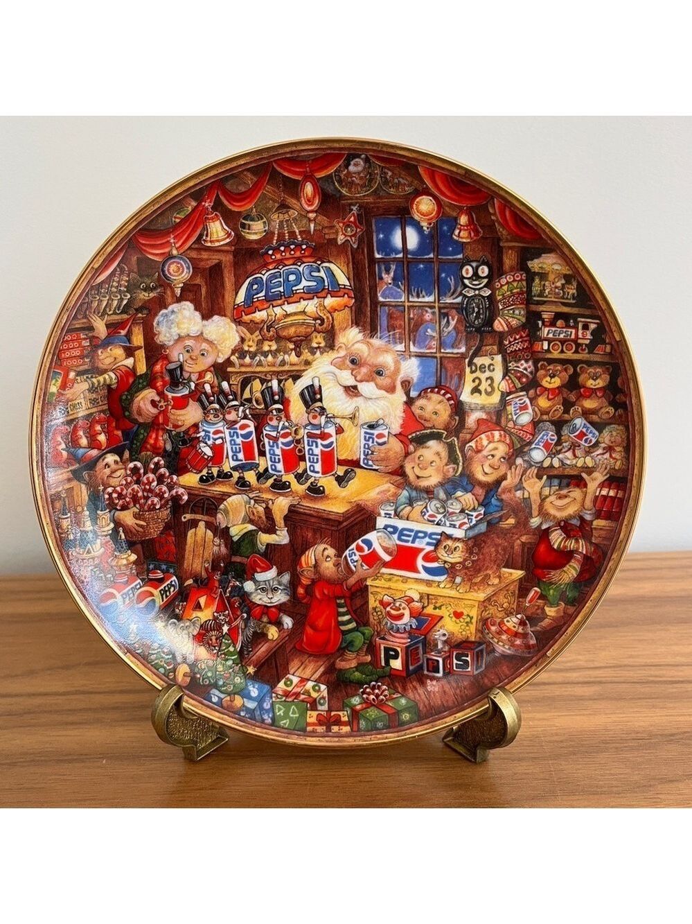 FRANKLIN MINT Vintage 1995 Santa's Pepsi-Cola Workshop Collector Plate Bill Bell